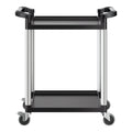 Utility Cart 2-Tier 300kg Load Capacity 360° Swivel Wheels Brakes