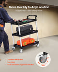 Utility Cart 3-Tier 300kg Load Capacity Swivel Wheels Brakes