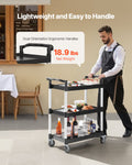 Utility Cart 3-Tier 300kg Load Capacity Swivel Wheels Brakes