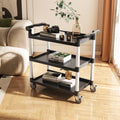 Utility Cart 3-Tier 300kg Load Capacity Swivel Wheels Brakes