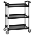 Utility Cart 3-Tier 300kg Load Capacity Swivel Wheels Brakes