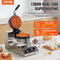 Commercial Waffle Maker 1300W Round Belgian Iron Stainless Steel