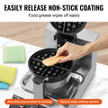 Commercial Waffle Maker 1300W Round Belgian Iron Stainless Steel