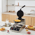 Commercial Waffle Maker 1300W Round Belgian Iron Stainless Steel