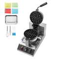 Commercial Waffle Maker 1300W Round Belgian Iron Stainless Steel