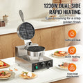 Commercial Waffle Maker, 1230W Round Waffle Baker Machine, Non-Stick Stainless Steel Belgian Waffle Iron with Temperature and Time Control, Handle, for Restaurant Bakery Snack Bar Family