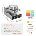 Commercial Waffle Maker, 1230W Round Waffle Baker Machine, Non-Stick Stainless Steel Belgian Waffle Iron with Temperature and Time Control, Handle, for Restaurant Bakery Snack Bar Family