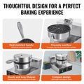 Commercial Waffle Maker 1230W Round Belgian Waffle Iron Non-Stick