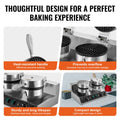 Commercial Waffle Maker, Dual-Head Round Waffle Baker Machine, 2460W Non-Stick Stainless Steel Belgian Waffle Iron with Temp and Time Control, Handle, for Restaurant Bakery Snack Bar Family
