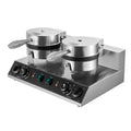 Commercial Waffle Maker, Dual-Head Round Waffle Baker Machine, 2460W Non-Stick Stainless Steel Belgian Waffle Iron with Temp and Time Control, Handle, for Restaurant Bakery Snack Bar Family