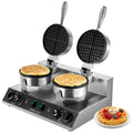 Commercial Dual Head Round Waffle Maker 2460W Stainless Steel