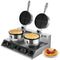 Commercial Waffle Maker, Dual-Head Round Waffle Baker Machine, 2460W Non-Stick Stainless Steel Belgian Waffle Iron with Temp and Time Control, Handle, for Restaurant Bakery Snack Bar Family