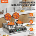 Commercial Dual Head Round Waffle Maker 2460W Stainless Steel