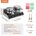 Commercial Dual Head Round Waffle Maker 2460W Stainless Steel