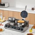 Commercial Dual Head Round Waffle Maker 2460W Stainless Steel
