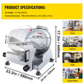 Commercial Meat Slicer, 320W Electric Deli Food Slicer, 12 inch Carbon Steel Blade Electric Food Slicer, 350-400RPM Meat Slicer, 0-0.6 inch Adjustable Thickness for Meat, Cheese, Veggies, Ham
