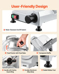 Commercial Meat Slicer, 320W Electric Deli Food Slicer with 300mm Carbon Steel Blade, Built-In Sharpener & 0-15mm Adjustable Thickness for Frozen Meat, Ham, Baguett, Steak