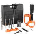 Mortising Attachment for Drill Press, 4 Model Drills Square Hole Chisel Set, Bench Drill Locator Set Mortise and Tenon Tools with 5 Bushings, for Woodworking Mortising Tenoning Drilling Machine