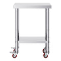 Stainless Steel Work Table with Wheels 24 x 12 x 32 Inch Prep Table with 4 Casters Heavy Duty Work Table for Commercial Kitchen Restaurant Business
