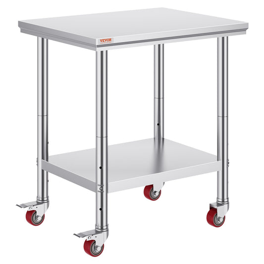 Stainless Steel Work Table 24x30 with Wheels Commercial Kitchen