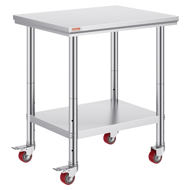 Stainless Steel Work Table 24x30 with Wheels Commercial Kitchen