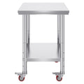 Stainless Steel Work Table 24x30 with Wheels Commercial Kitchen