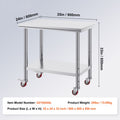 Stainless Steel Work Table 36x24 Inch with 4 Wheels Commercial Food Prep Worktable with Casters Heavy Duty Work Table for Commercial Kitchen Restaurant