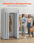 Fitting Room Dressing Curtain 99x99x198cm Black Grey-White