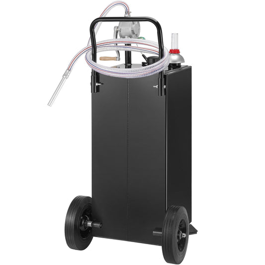 114L Gas Caddy Fuel Storage Tank Wheels Transfer Pump Black
