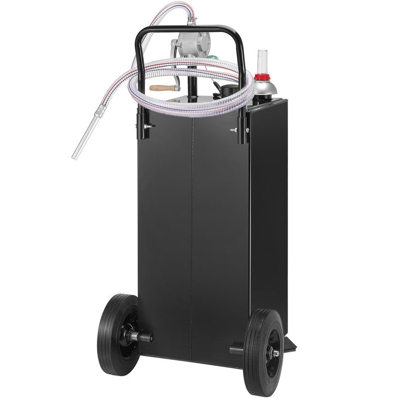 114L Gas Caddy Fuel Storage Tank Wheels Transfer Pump Black