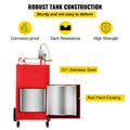 114L Fuel Caddy, Gas Storage Tank & 4 Wheels, with Manuel Transfer Pump, Gasoline Diesel Fuel Container for Cars, Lawn Mowers, ATVs, Boats, More, Red