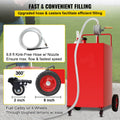 114L Fuel Caddy, Gas Storage Tank & 4 Wheels, with Manuel Transfer Pump, Gasoline Diesel Fuel Container for Cars, Lawn Mowers, ATVs, Boats, More, Red