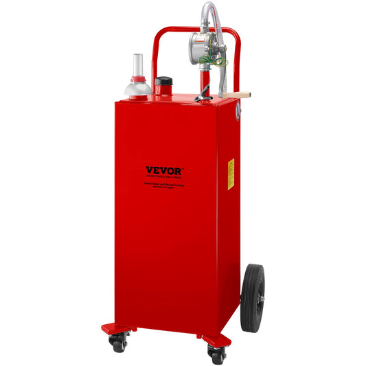 114L Fuel Caddy Red 4 Wheels Manual Transfer Pump Diesel Petrol