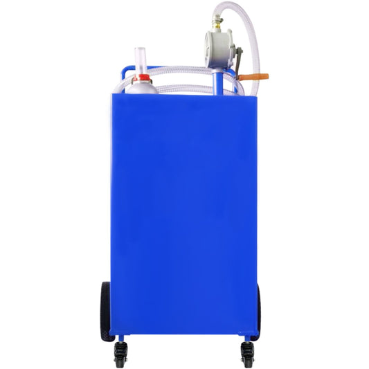114L Fuel Caddy, Gas Storage Tank & 4 Wheels, with Manuel Transfer Pump, Gasoline Diesel Fuel Container for Cars, Lawn Mowers, ATVs, Boats, More, Blue