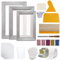 Screen Printing Kit 3pc Aluminium Frames 110 Mesh Squeegees Films