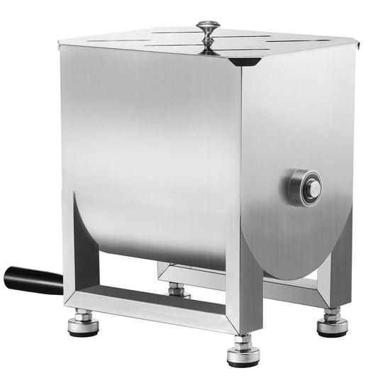 Manual Meat Mixer, 15L Fixed Tank Meat Processing Equipment(Mixing Maximum 15LBS for Meat), Stainless Steel Meat Mixer, Sausage Mixer Machine with Lid and Handle, Ground Beef Hand Mixer