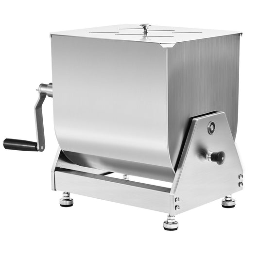 Manual Meat Mixer, 30L Tilt Tank Meat Processing Equipment(Mixing Max 30LBS for Meat), Stainless Steel Meat Mixer, Sausage Mixer Machine with Lid Handle Gear Reducer, Ground Beef Hand Mixer