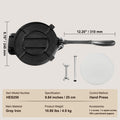 Tortilla Press, 8 Inch Tortilla and Roti Maker, Cast Iron Heavy Duty Tortilladora Press, Pre-Seasoned Pataconera Maker with 100 Pcs Parchment Paper, Dough Maker for Flour Tortilla, Tawa, Silver