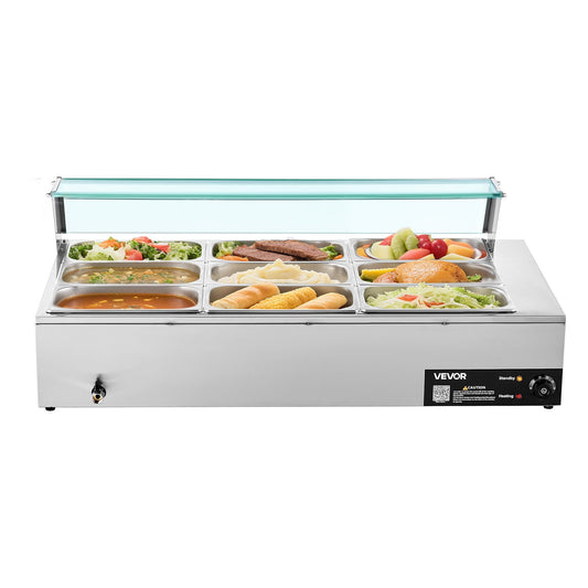 Devanti 9-Pan 1500W Commercial Food Warmer Bain Marie Stainless Steel