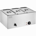 16.5L Electric Food Warmer 3-Pan Bain Marie 1200W Stainless Steel