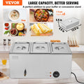 16.5L Electric Food Warmer 3-Pan Bain Marie 1200W Stainless Steel