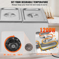 16.5L Electric Food Warmer 3-Pan Bain Marie 1200W Stainless Steel