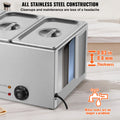 16.5L Electric Food Warmer 3-Pan Bain Marie 1200W Stainless Steel