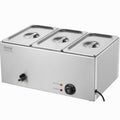 16.5L Electric Food Warmer 3-Pan Bain Marie 1200W Stainless Steel