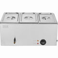 16.5L Electric Food Warmer 3-Pan Bain Marie 1200W Stainless Steel