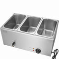 16.5L Electric Food Warmer 3-Pan Bain Marie 1200W Stainless Steel