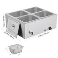 Commercial Food Warmer, 1500W Electric Stainless Steel Steam Food Warmer with Lid, 4-Pan Fast Heating Countertop Buffet Bain Marie with Soup & Perforated Ladles, for Catering, Restaurant, Party