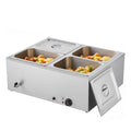Commercial Food Warmer, 1500W Electric Stainless Steel Steam Food Warmer with Lid, 4-Pan Fast Heating Countertop Buffet Bain Marie with Soup & Perforated Ladles, for Catering, Restaurant, Party