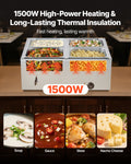Commercial 1500W Food Warmer 4-Pan Stainless Steel Bain Marie