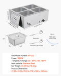 Commercial 1500W Food Warmer 4-Pan Stainless Steel Bain Marie